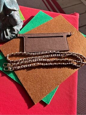 Long Wallet Insert and Leather and Gold Chain